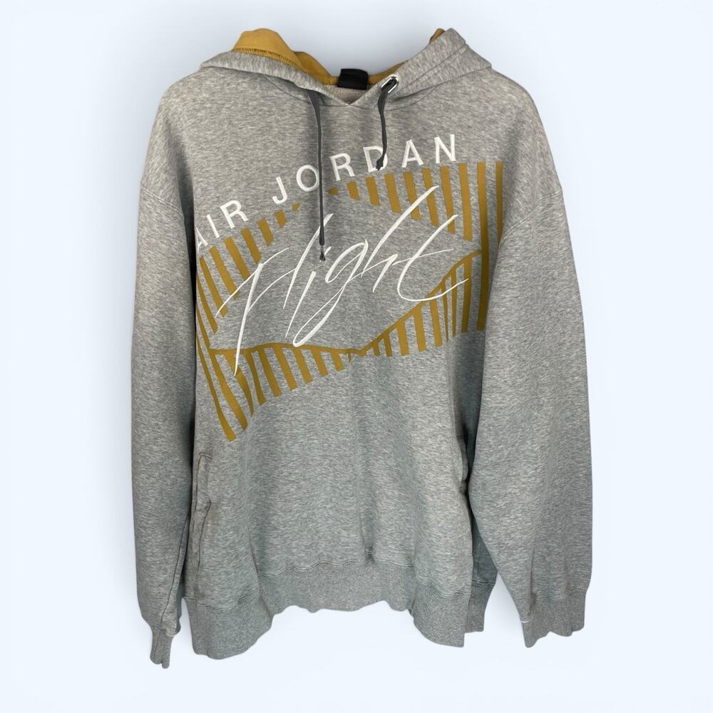Nike Air Jordan Flight Hoodie Pullover Embroidered Graphic Men's Size XL Gray